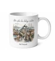 El Çizimi Şehir Temalı Kupa Bardak Özel Tasarım Hediye Porselen Mug