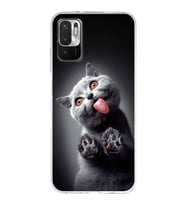PrintiFy Xiaomi Redmi 10 5G ile Uyumlu 1mm Slim Fit Kedi 2 050c Baskılı Şeffaf  Kılıf
