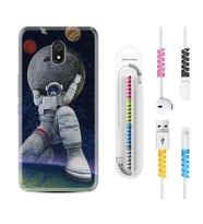Xiaomi Redmi 8A 8 Pro 9C 9T 10C 11T Pro Kılıf Kablo Koruma Spiral Silikon Astronot ve Dünya 1759