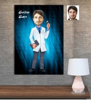 Kişiye Özel Karikatür Baskılı Ahşap Tablo Doktor Erkek-1 30x40