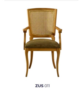 Sandalye 19749 Zus2144 HASIR SIRT Model TAM KOLÇAK Kayın Aslan Ayak El Yapım (Yeşil)