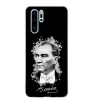 Huawei P30 Pro Uyumlu Kapak Atatürk Tasarımlı Şeffaf Silikon Kılıf