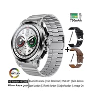 Kalobee SK43 Akıllı Saat Ultra Kaliteli 3 Kordonlu Amoled Ekran/sesli GÖRÜŞME/48MM KASA/750MAH Pil