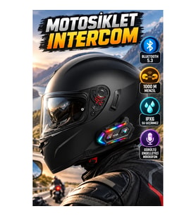 Bluetooth 5.3 Motosiklet Intercom – 1000 m Menzil, RGB Işık, IPX6 ve Gürültü Engelleyici Mikrofon