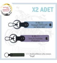 Hız Severlere Uygun Süpriz, İsim Plaka ve B Rh (-) Kan Grubu Yazılı x2 Anahtarlık Set, Mor-Mavi-Ysl (Çok Renkli)
