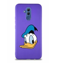Huawei Mate 20 Lite Soft Premier Kapak Donald Duck-B Tasarımlı Silikon Kılıf - Mor (Şeffaf)