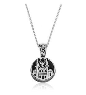 925 Ayar Gümüş Cami Desenli Gümüş Kolye