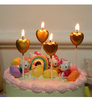 4 ADET GOLD KALPLİ PASTA MUMU KALPLİ DOĞUM GÜNÜ PASTA MUMU GOLD PASTA MUMU KALPLİ MUM GOLD CANDLE