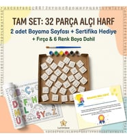Alçı Harf Boyama Seti 32 Parça Alfabe Boyama Seti Eğitici Çocuk Aktivite Seti 2 Sayfa Boyama Aktivitesi 6 Boya, Fırça, Sertifika