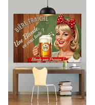 Bira Reklamı Retro Pin-Up Dekoratif Kanvas - Mdf Ahşap Tablo