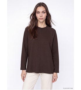 LCW Modest Kahverengi Soft Touch Oversize Kadın Sweatshirt Tunik
