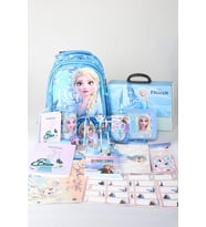 Dekomus Lisanslı Elsa Frozen Ice Glow Colleciton Full Kırtasiye Seti Büyük Boy Okul Çantası,Kalem Çantası,Beslenme Kabı,Matara