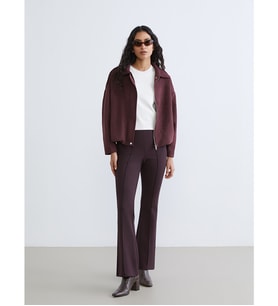 LCW Modest Bordo Beli Lastikli İspanyol Paça Kadın Pantolon