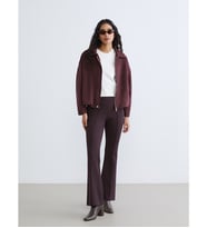 LCW Modest Bordo Beli Lastikli İspanyol Paça Kadın Pantolon