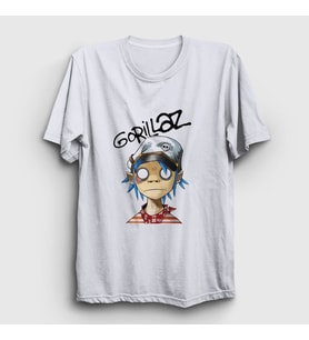 Presmono Unisex Beyaz 2D Gorillaz T-Shirt 54001tt