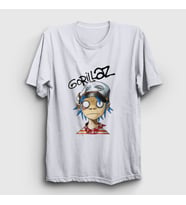 Presmono Unisex Beyaz 2D Gorillaz T-Shirt 54001tt