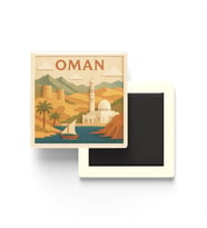 Umman - Oman - Paper Cut Art - Baskılı Buzdolap Magneti Kare - 9x9 cm