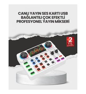 Mey İthalat® Çok Efektli Canlı Yayın Ses Mikseri USB ve Kablosuz Uyumlu