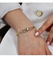 Goldium 14 Ayar Altın Zincir Kalp Model Bileklik (Sarı)