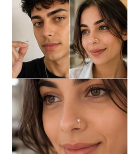 925 Ayar Gümüş Minimal Burun Hızması Piercing Zirkon Taşlı Unisex Halka Nose Ring Günlük Kullanım Şık Tasarım