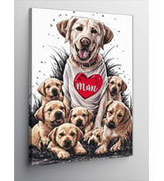 Kanvas Tablo Yavru Golden Köpekler Ve Annesi