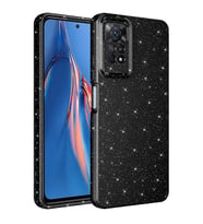 Xiaomi Redmi Note 12 Pro 4G Kılıf Kamera Korumalı Simli Lüks Işıltılı Silikon (Siyah)