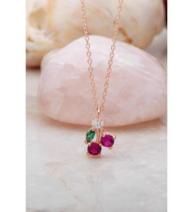 Kiraz Rose Mini Gümüş Kolye 7212