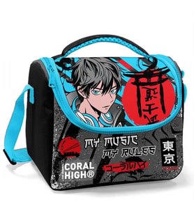 Coral High Siyah Mavi Anime Isı Yalıtımlı Beslenme Çantası - Erkek Çocuk