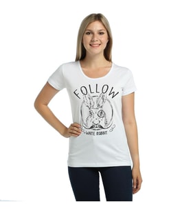 Bant Giyim - White Rabbit Beyaz Kadın T-shirt Tişört