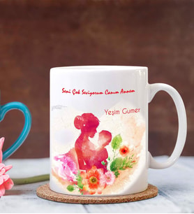 Kişiye Özel Seni Çok Seviyorum Canım Annem 2 Tasarımlı Beyaz Kupa