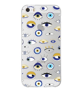 PrintiFy Apple  iPhone 5S ile Uyumlu 1mm Slim Fit Nazar Boncuğu 2 Baskılı Şeffaf  Kılıf