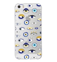 PrintiFy Apple  iPhone 5S ile Uyumlu 1mm Slim Fit Nazar Boncuğu 2 Baskılı Şeffaf  Kılıf