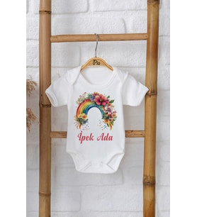 Pia Baby Premium %100 Pamuk İsme Özel Organik Baskılı Çıtçıtlı Bebek Body Zıbın Modelleri 5066-16 (Ekru)