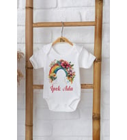 Pia Baby Premium %100 Pamuk İsme Özel Organik Baskılı Çıtçıtlı Bebek Body Zıbın Modelleri 5066-16 (Ekru)