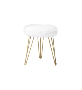 Zem GiGi Beyaz Peluş Gold Ayaklı Puf PŞ01