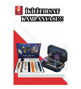 Mey İthalat® 2025 Model Çok Kordonlu Akıllı Saat ve Bluetooth Kulaklık El Fenerli