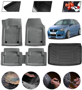 Volkswagen Polo 9N 2002-2009 Uyumlu Paspas Araca Özel Bagaj Havuzu MBS Gri