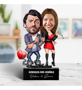 Kişiye Özel Ben Sana Mahkum Sevgiliye Hediye Karikatürlü Biblo