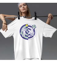 Astronot Dijital Baskılı Unisex Tshirt, Günlük Kullanıma Uygun Pamuklu Regular Tshirt (Beyaz)