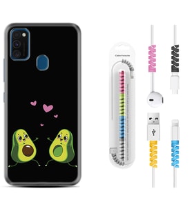 Samsung M21 M22 M23 M30 M31S M32 Kılıf Kablo Koruma Spiral Silikon Aşık Avokadolar 1642