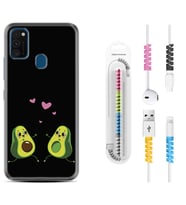 Samsung M21 M22 M23 M30 M31S M32 Kılıf Kablo Koruma Spiral Silikon Aşık Avokadolar 1642
