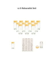 12'li Cam Baharatlık Seti / Bambu Kapak - 11 cm
