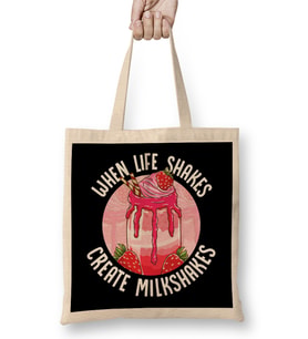When Life Shakes Create Milkshakes Optimistic Pun Bez Çanta Uzun Saplı
