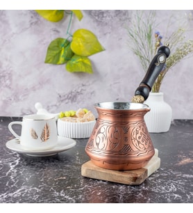 6 Kişilik El Yapımı Kalın Bakır Cezve – Gaziantep Üretimi, Geleneksel Türk Kahvesi Cezvesi