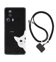 Xiaomi Mi 13 Lite Kılıf Resimli Boyun Askılı İpli Desenli Silikon Series Çılgın Kedi 1895