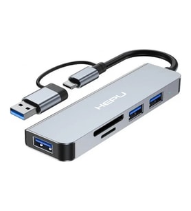 TAPLIN USB C Hub 5 In 1 Alüminyum Type C Hub Multiport Adaptör Sd Tf Kart Okuyucu 5 Port Type C (Siyah)