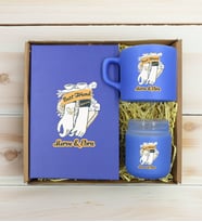 BK Gift Kişiye Özel İsimli DTF Best Friend Temalı Mavi Defter & Kahve Fincanı & Mum Hediye Seti-4, Arkadaşa Hediye, Doğum Günü Hediyesi