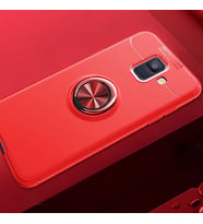 Samsung Galaxy A6 2018 Kılıf Yüzüklü Magnetli Ravel Case (Kırmızı)