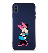 Apple iPhone XS Max Soft Premier Kapak Minnie Mouse-D Tasarımlı Silikon Kılıf - Lacivert (Şeffaf)