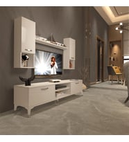 Decoraktiv Eko 5DA Mdf Dvd Silver Tv Ünitesi Tv Sehpası - Parlak Beyaz (Beyaz)